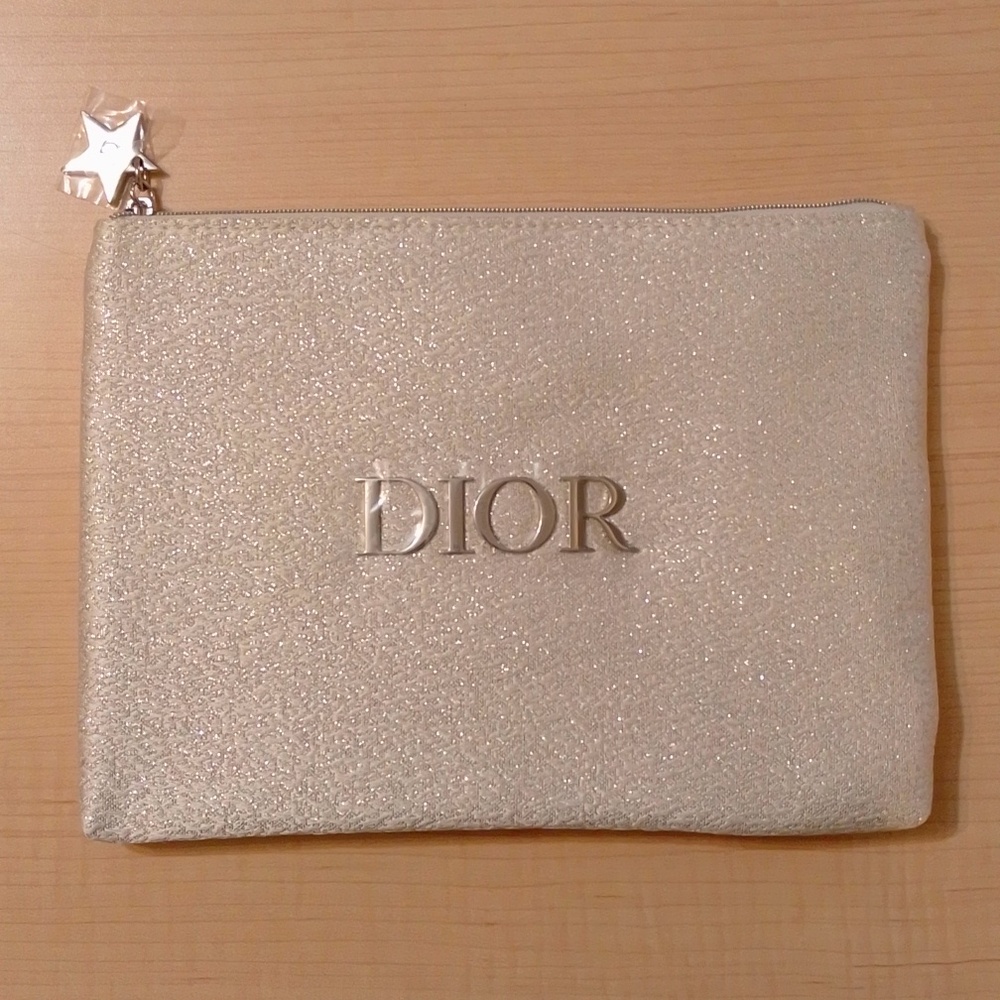 🆕 Dior Silver Glitter Clutch Pouch Cosmetic Makeup Bag